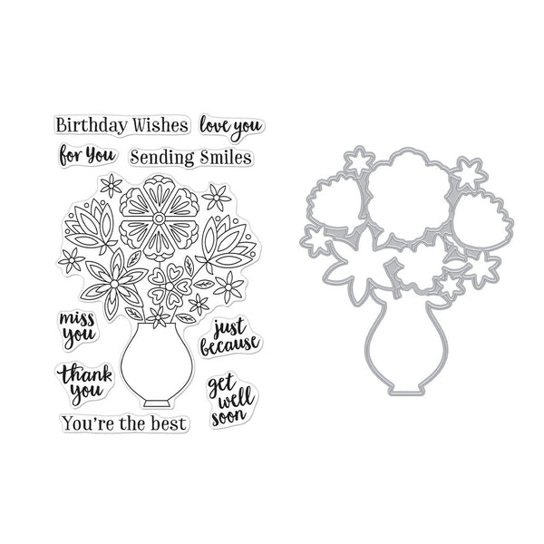 Flowers in Vase Stamp & Cut
