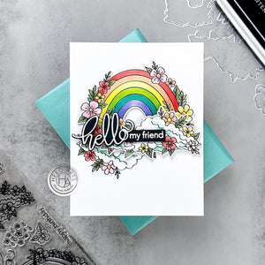 Floral Rainbow & Clouds Stamp & Cut