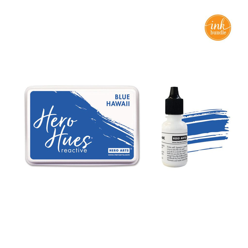 Hero Hues Reactive Ink Pad + Inker Bundle - Blue Hawaii