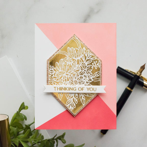 Hexi-Gem Blooms Glimmer Hot Foil Plate & Die Set from the Hexi-Gems Collection