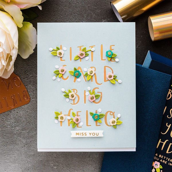 Little Card Big Hello Glimmer Hot Foil Plate from the Glimmer Cardfront Sentiments Collection