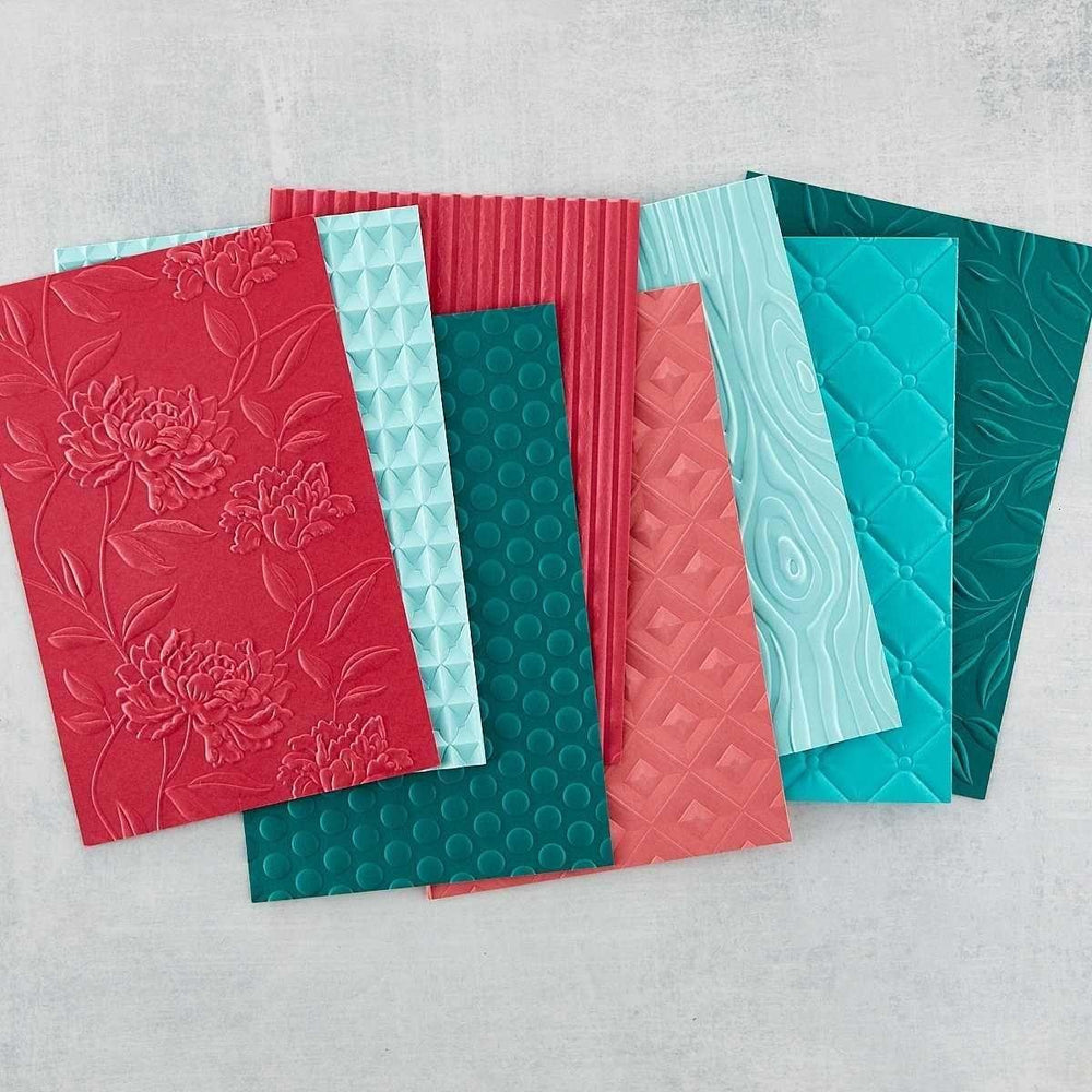 Leafy 3D Embossing Folder (E3D-030) sample on bottom/right. 
