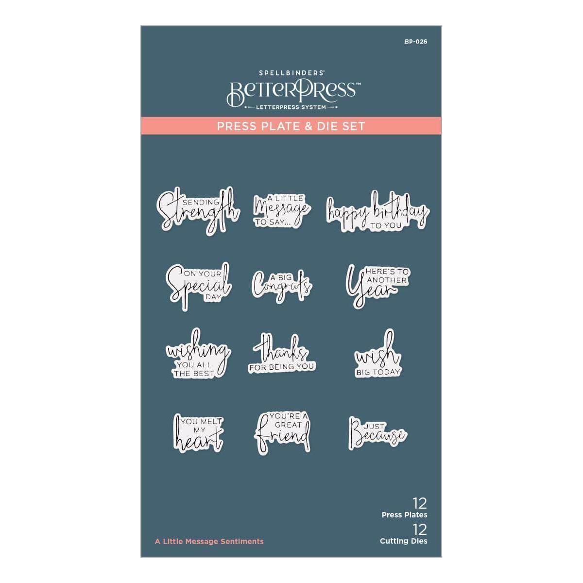 A Little Message Sentiments Press Plate & Die Set from the