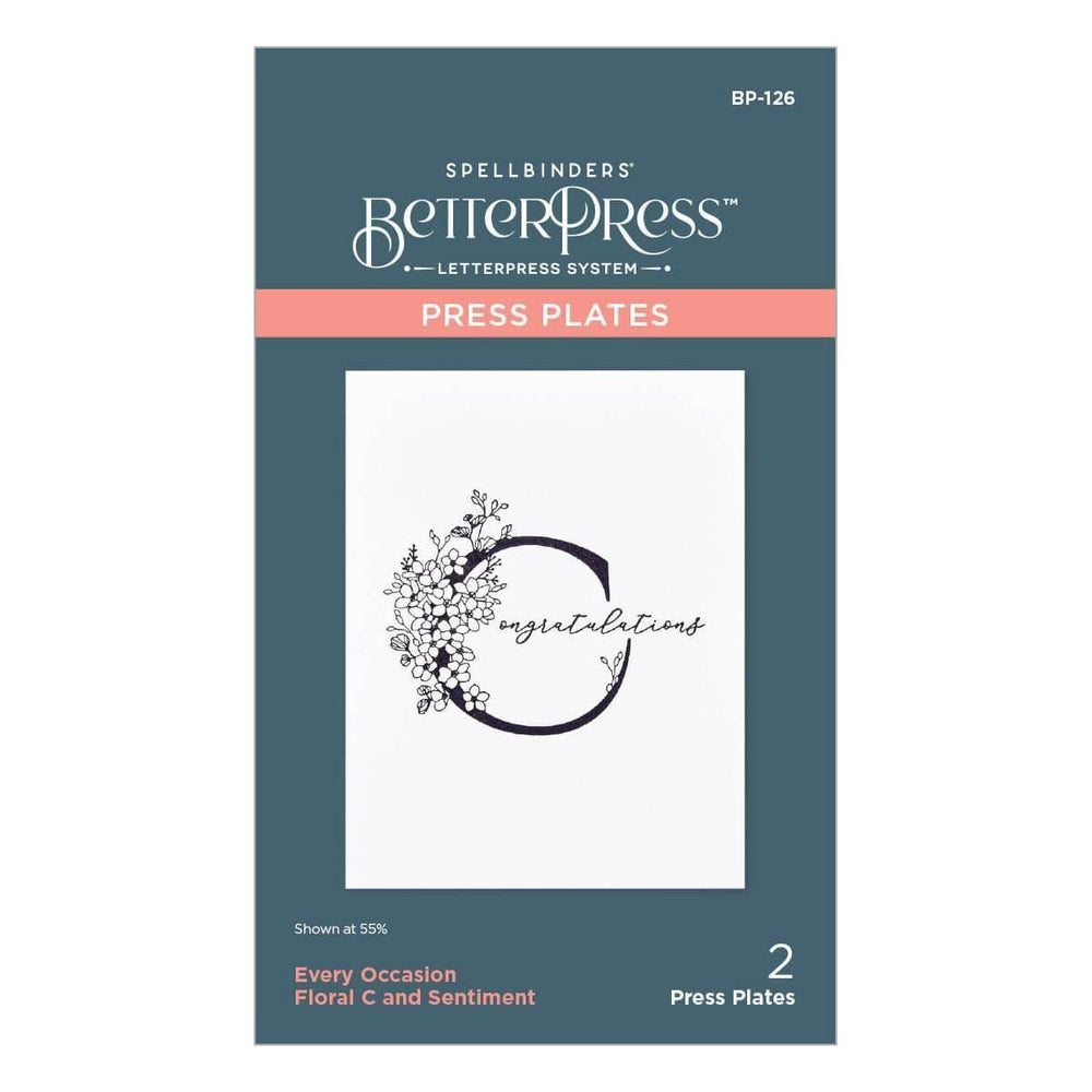 Floral C and Sentiment Press Plate