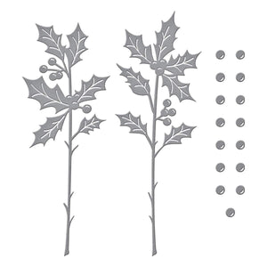 Sealed Holly Sprigs Etched Dies from Sealed for the Holidays Collection
