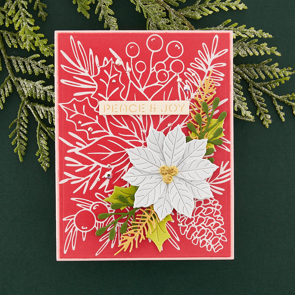 Christmas Bird Poinsettia Etched Dies
